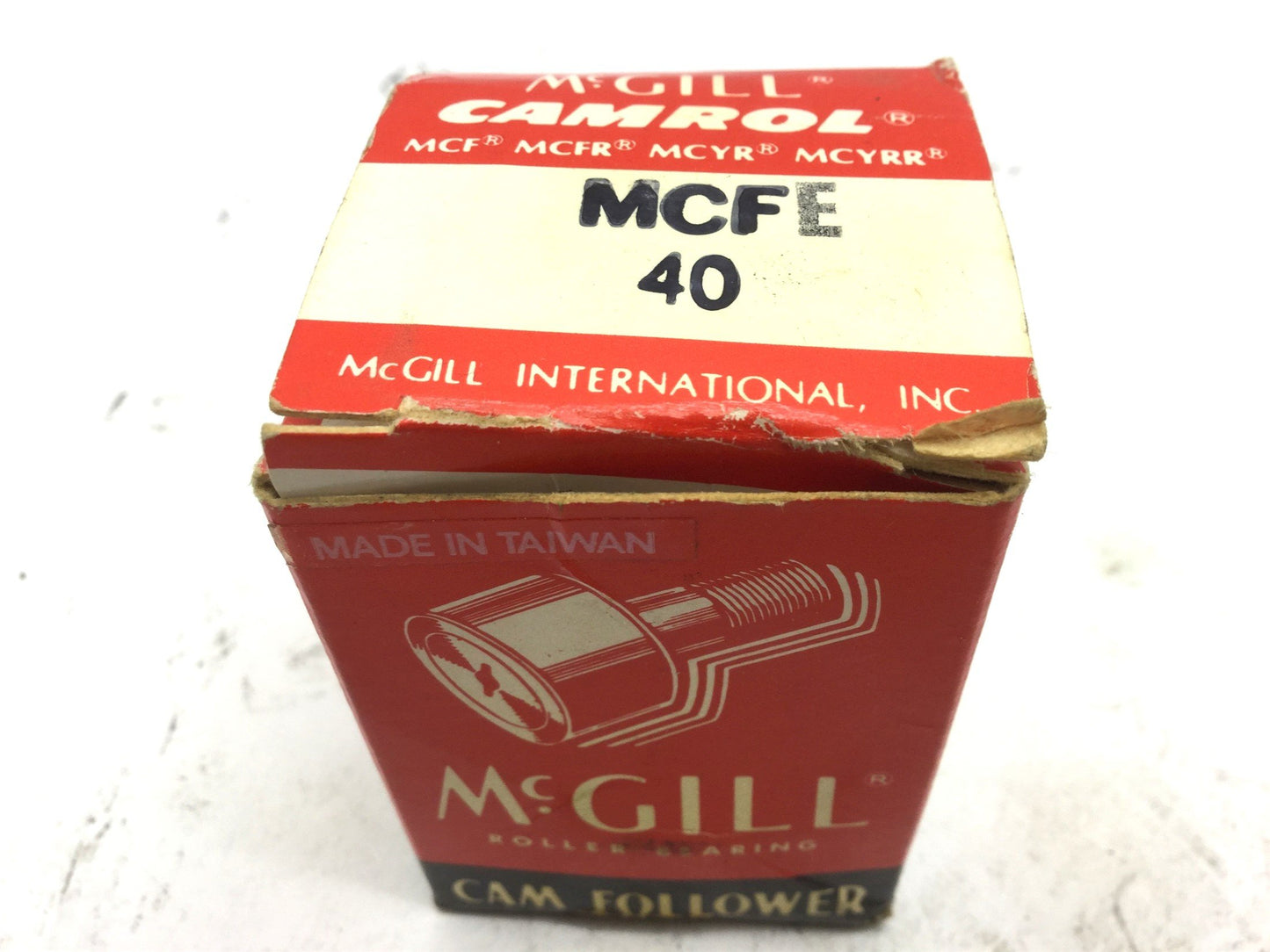 New McGill MCFE 40 Crowned Cam Follower Roller: 40mm dia 20mm Width, Stud: 18mm