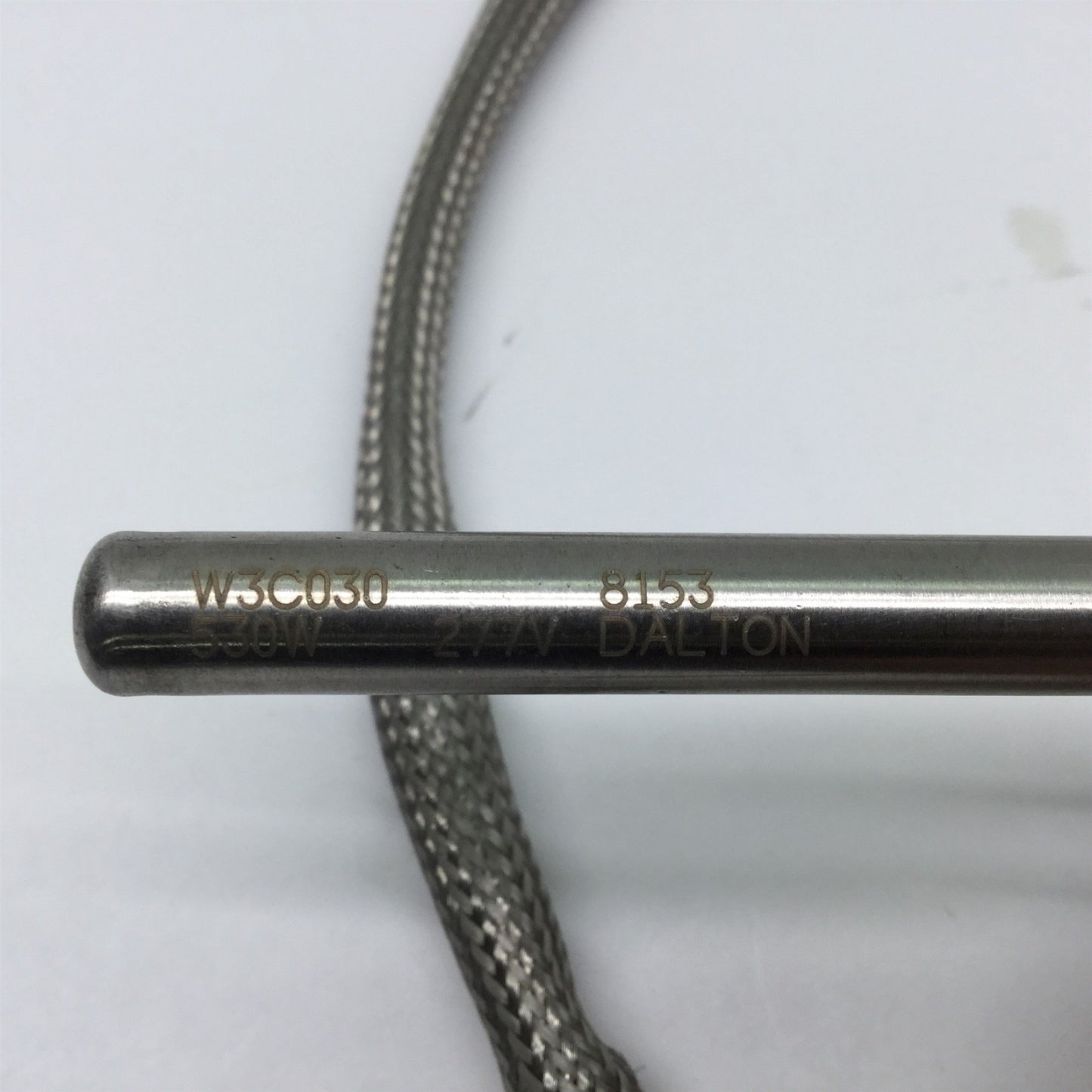 Used Dalton W3C030 Cartridge Heater, 530W, 277V, Diameter: 3/8", Length: 3", 28" Lead