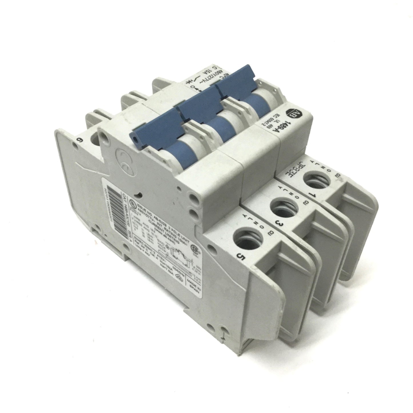 Used Allen-Bradley 1489-A3C150 Circuit Breaker C-Curve, 15A, 3-Pole, 480Y/277VAC