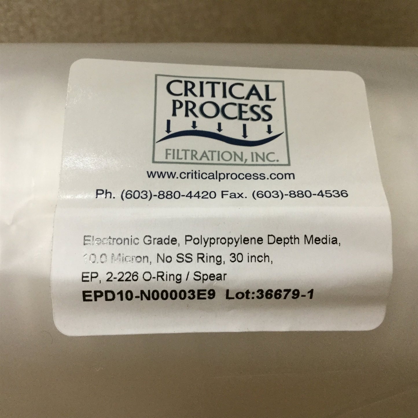 New Critical Process EPD10-N00003E9 Electronic Grade 30" Filter, 10 Micron