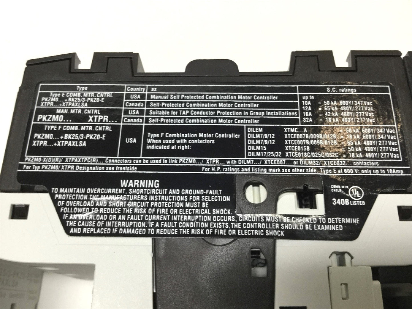 New Other Eaton XTFC6P3BBA 3-Pole Motor Starter Controller DOL, 1NO, 4-6.3A, 120VAC Coil