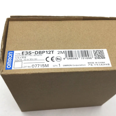 New Omron E3S-DBP12T Photoelectric Sensor, Range: 0.5m, Voltage: 10-30VDC, Cable: 2m