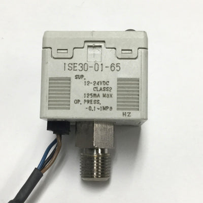 Used SMC ISE30-01-65 Digital Vacuum Pressure Switch, 12-24VDC, -0.1 to 1MPa, PNP