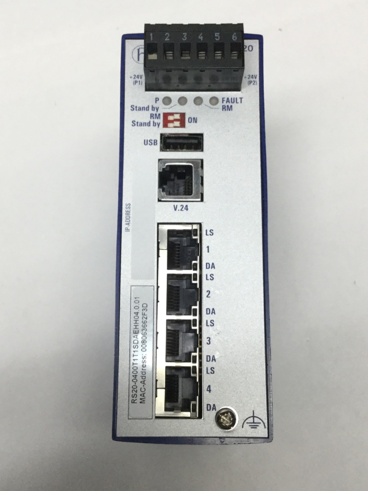 Used Hirschmann RS20-0400T1T1SDAEHH04.0.01 Managed DIN Ethernet Rail Switch, 4-Port