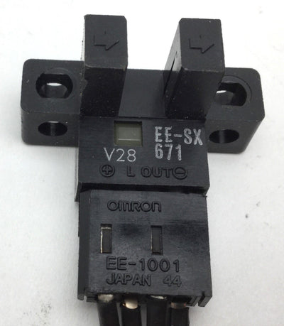 Used Omron EE-SX671 Slot Sensor with EE-1001, NPN Output, 5mm Sensing Distance