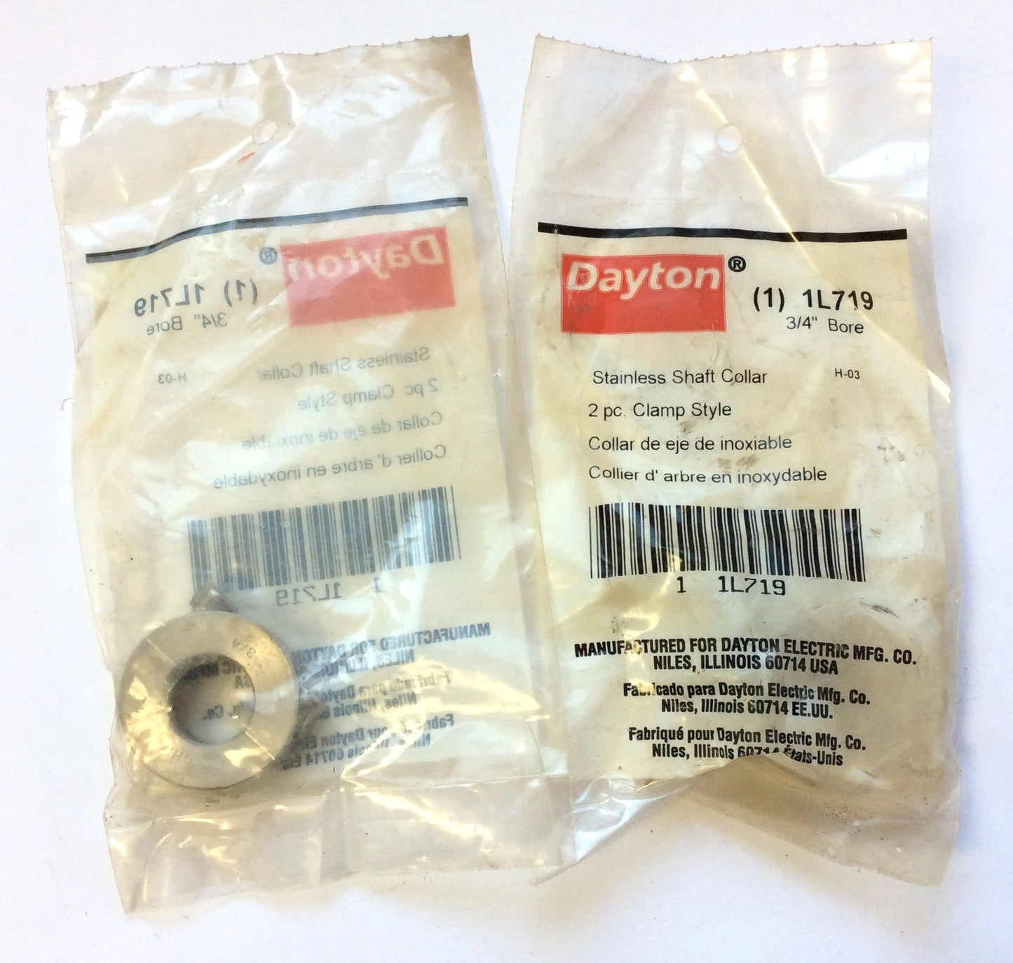 New Lot of 9 Dayton Shaft Collars, 5/8" 1" Black Oxide, 7/16" 3/4" Stainless Steel