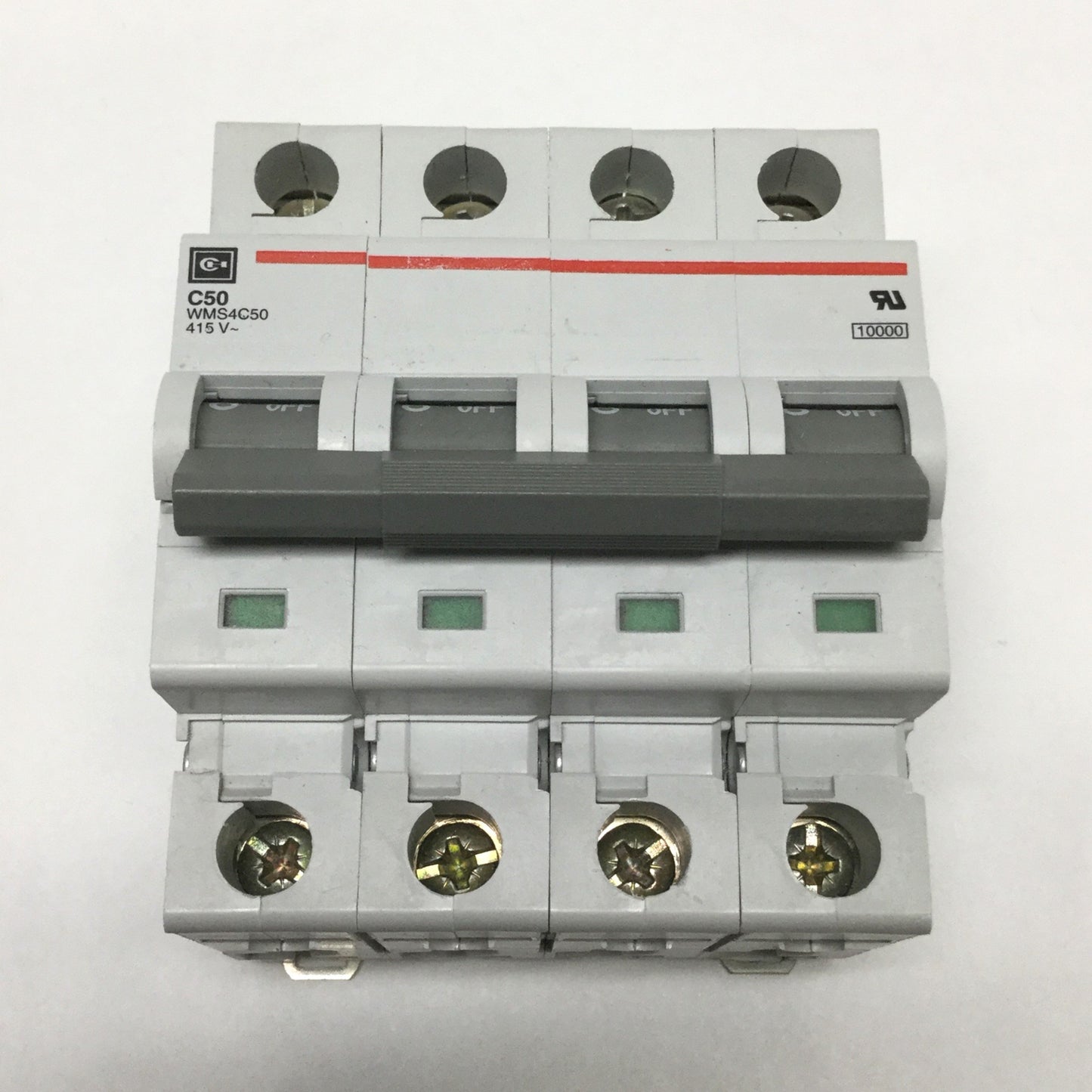 Used Cutler Hammer WMS4C50 Circuit Breaker 50A, 4-Pole, 277/480VAC Rating, DIN Mount
