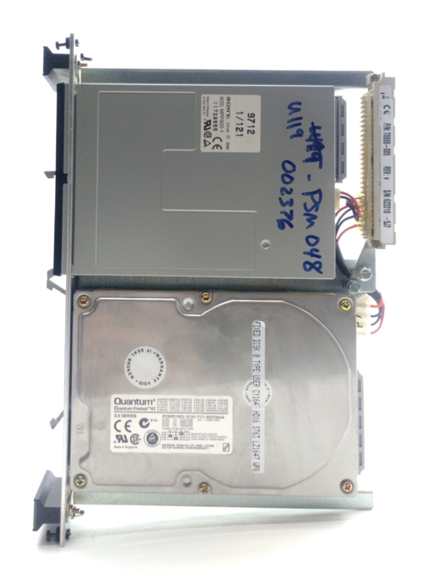 Used Xycom XVME-955 Storage Module 3.5" Floppy / Hard Drive, 3.5" 1.6GB HDD