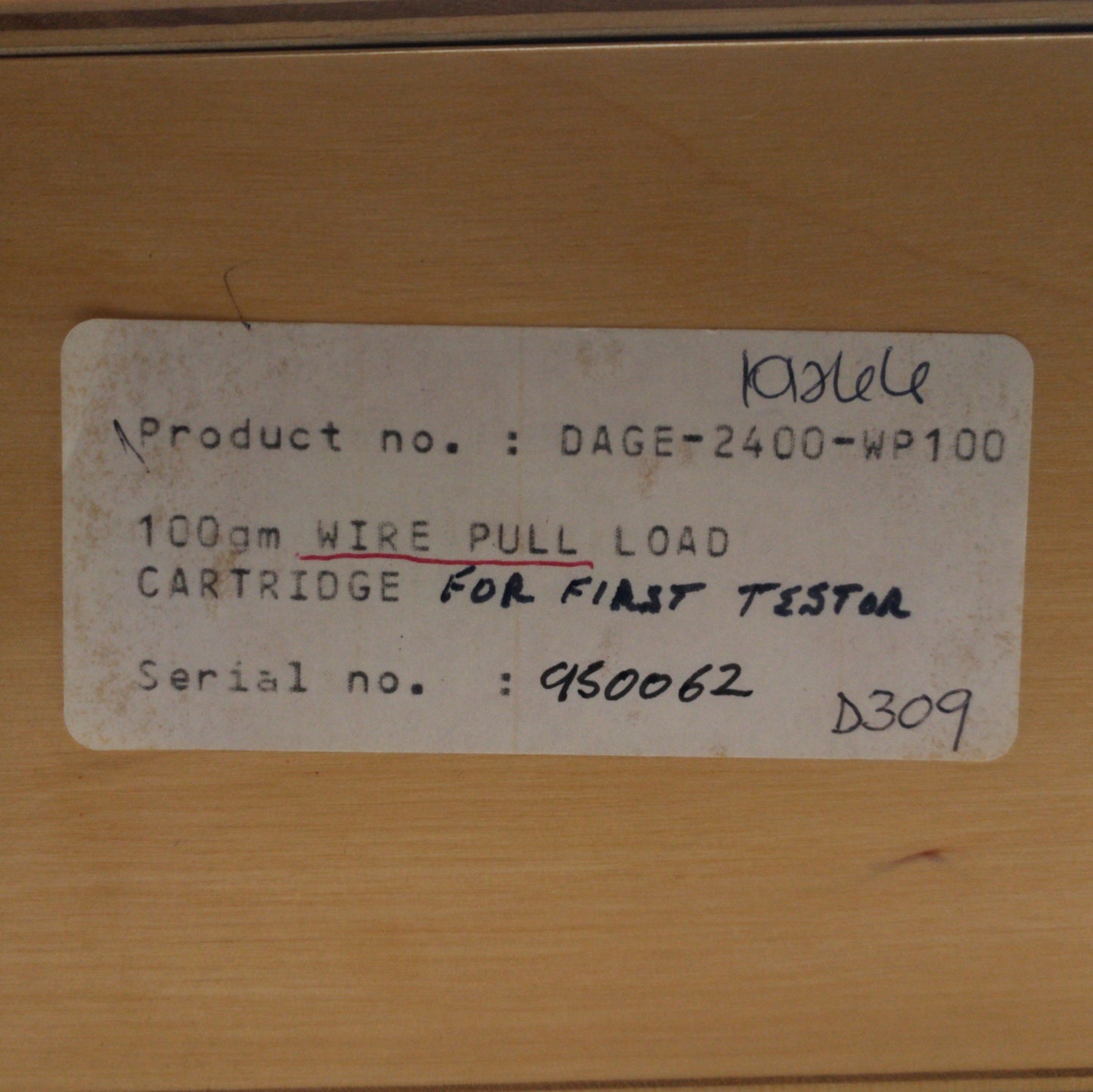 Used Dage 2400-WP100 Bondtester Wire Pull Load Cell, 100g Capacity, 8-Pin Round, DB25
