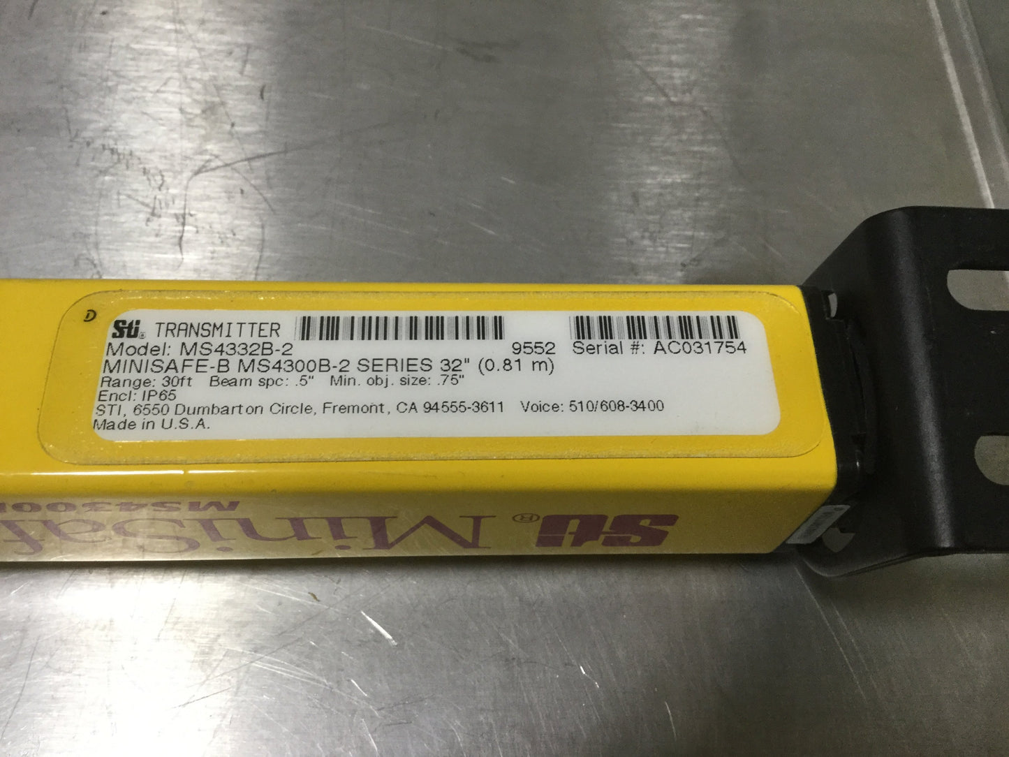 For parts or not working STI MiniSafe-B MS4332BR RCVR L: 32" Light Curtain Receiver MS4300-B *Parts
