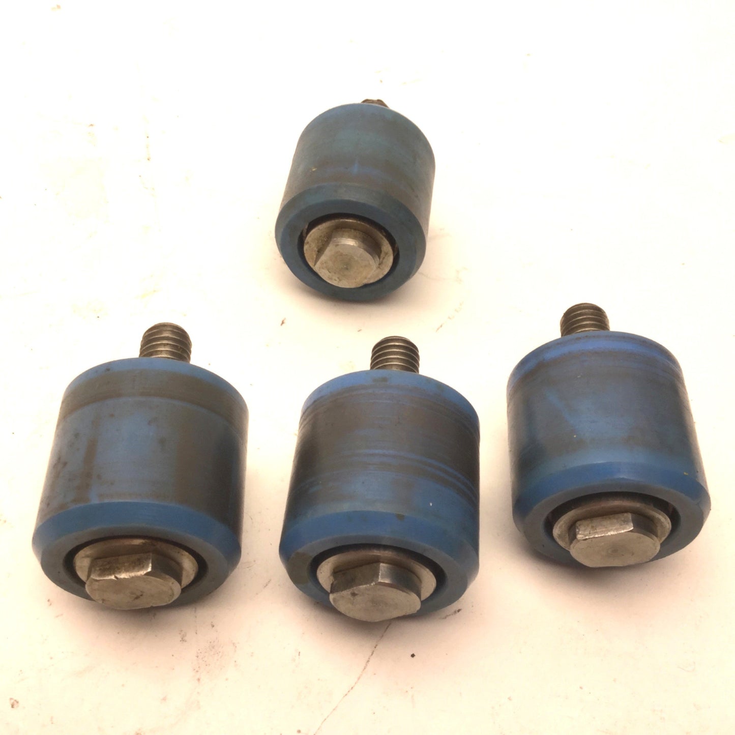 Used Lot of 4 Blue Cam Followers, Roller: 43mm dia, 40mm Width, Stud: 24mm