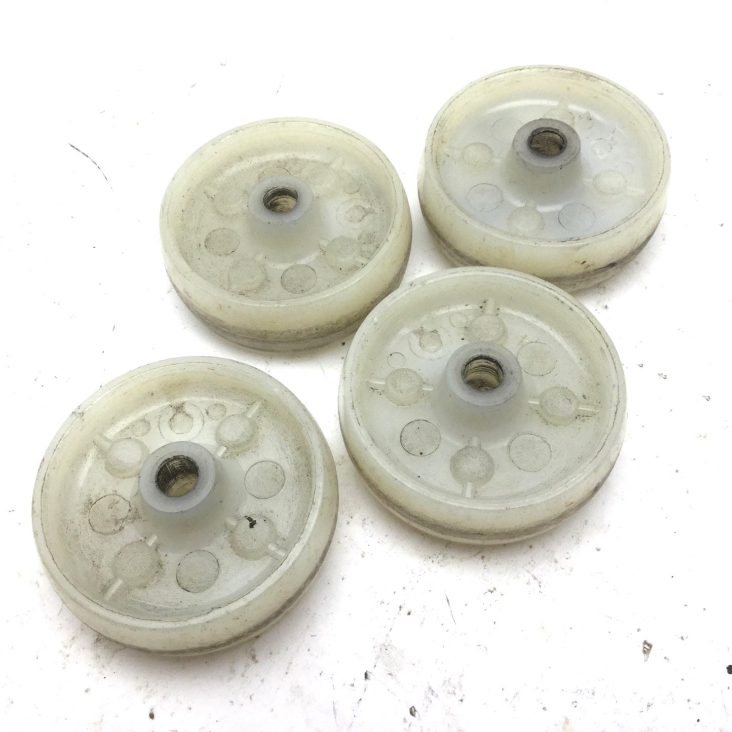 Used Lot of 4 Cart Wheels, Dimensions: Diameter: 76mm, Width: 25mm, 10mm ID