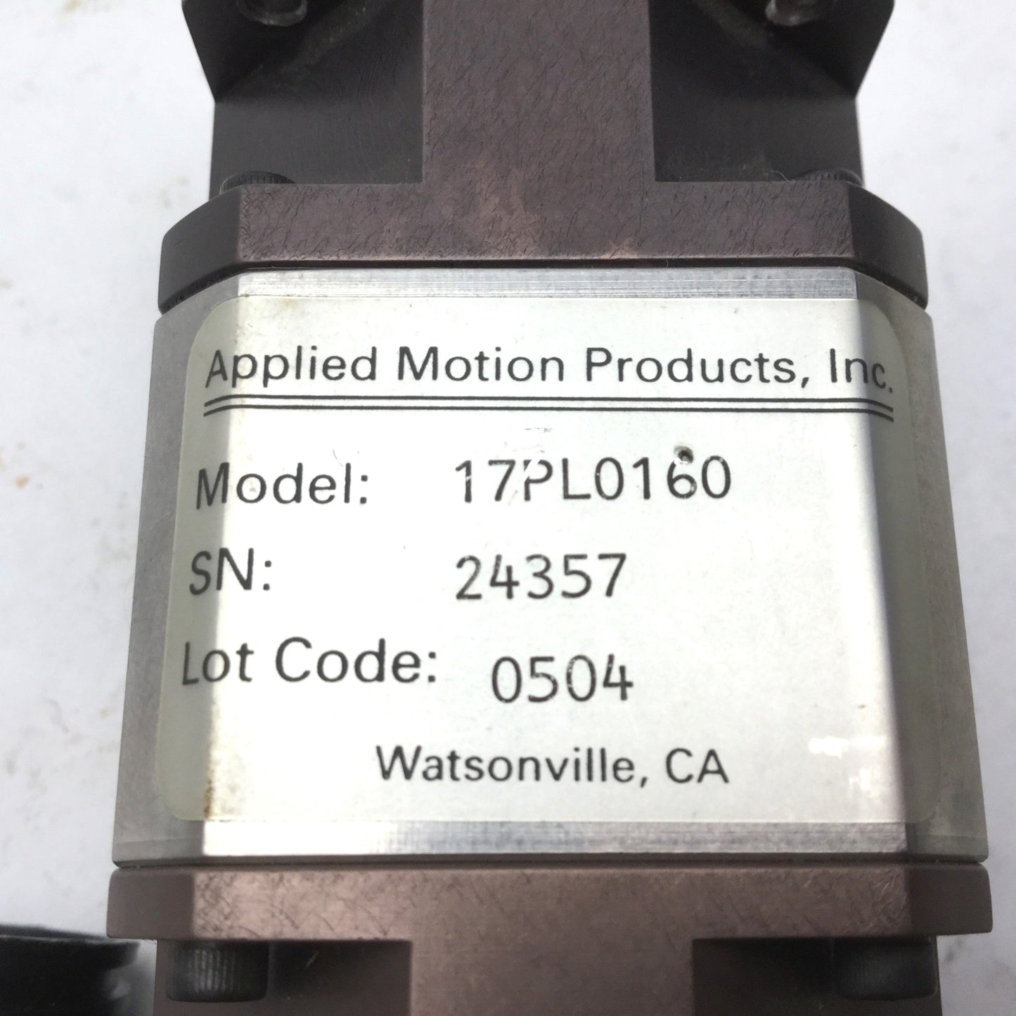 Used Applied Motion 17PL0160 Planetary Gearhead HT17-154 Motor Steps/Revolution: 200