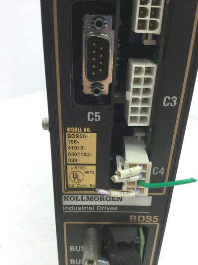 Used Kollmorgen BDS5A-106-41010/03011A2-030 Rev 1 Motor Drive Out 120VAC 6A In 140VDC