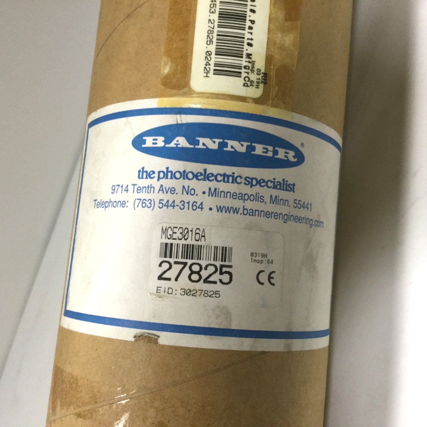 New Banner Engineering MGE3016A Machine Guard Light Curtain Emitter, Length: 30"