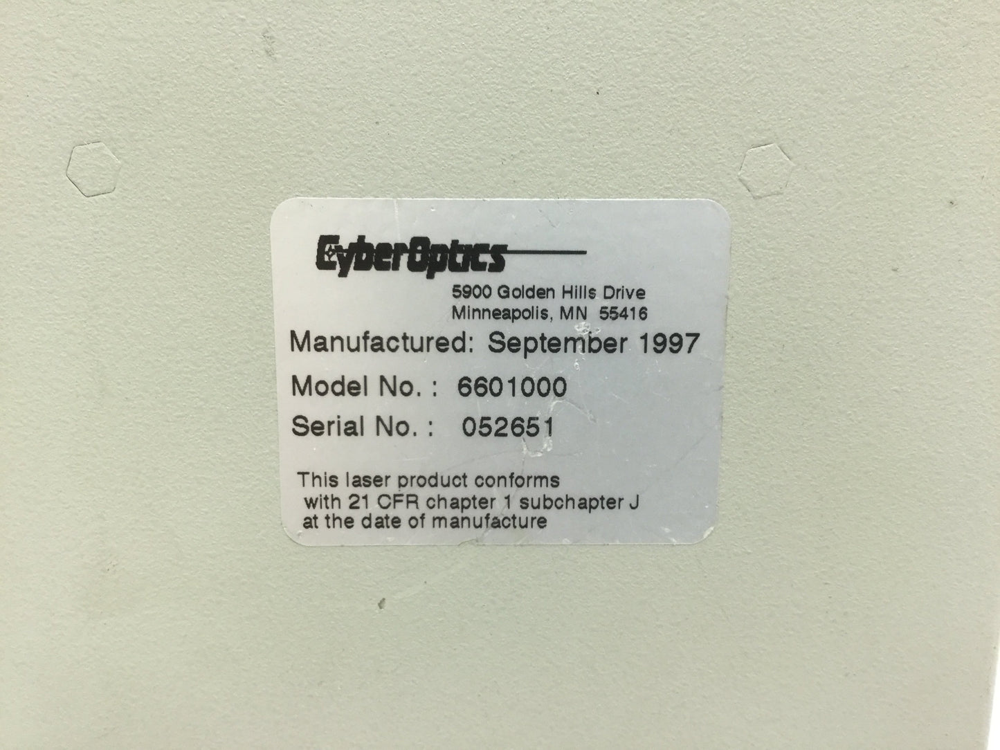 Used Cyberoptics 6601000 Controller & PRS 30 Laser Emitter Detector 750 nm 2.4 mW