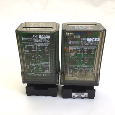 Used Lot of 2 Electro Corp EMD 1060 Non-Contact Gauging System In: 15-32VDC w/Base