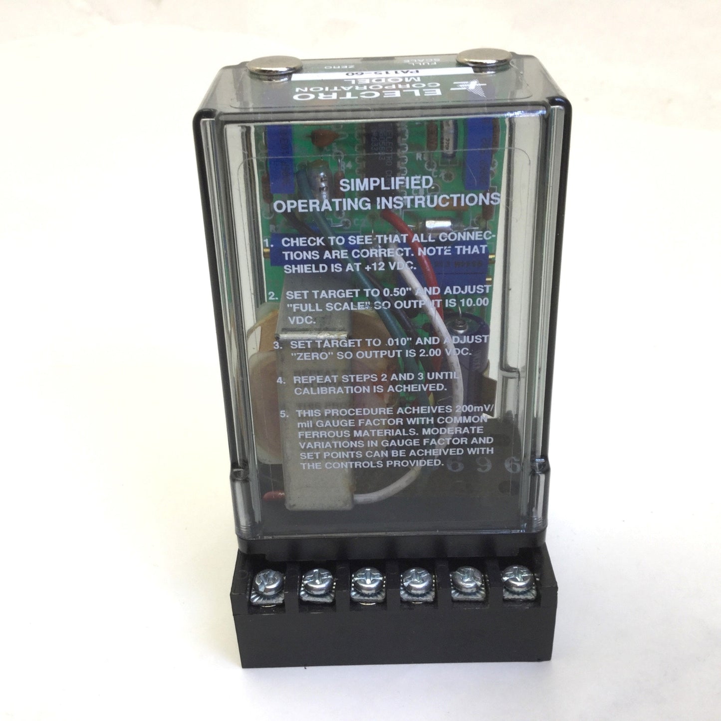 Used Electro Corp PA115-60 Prox Sensor Transducer Input: 115VAC Output: 0-10V @ 1mA