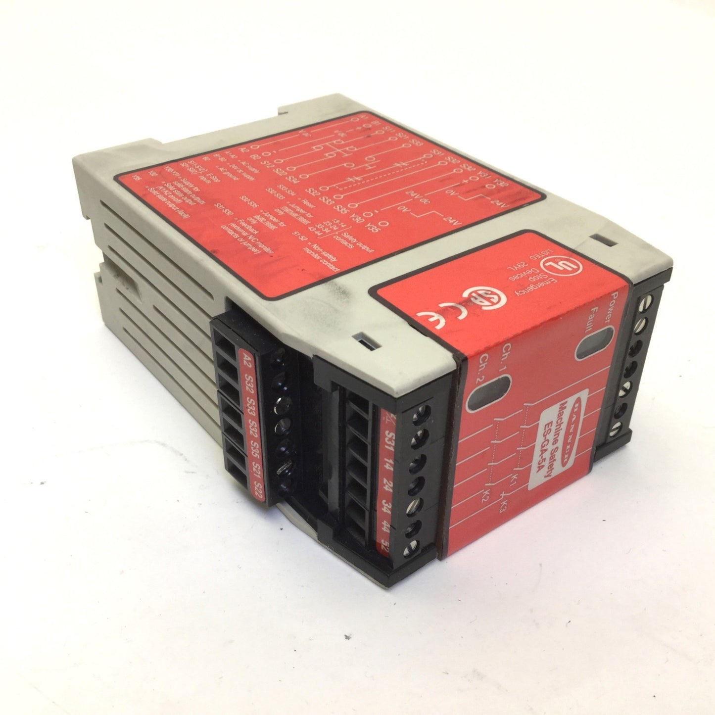 Used Banner ES-GA-5A Safety Relay, Supply: 24VDC or 115VAC, Contact Rating: 250VAC 5A