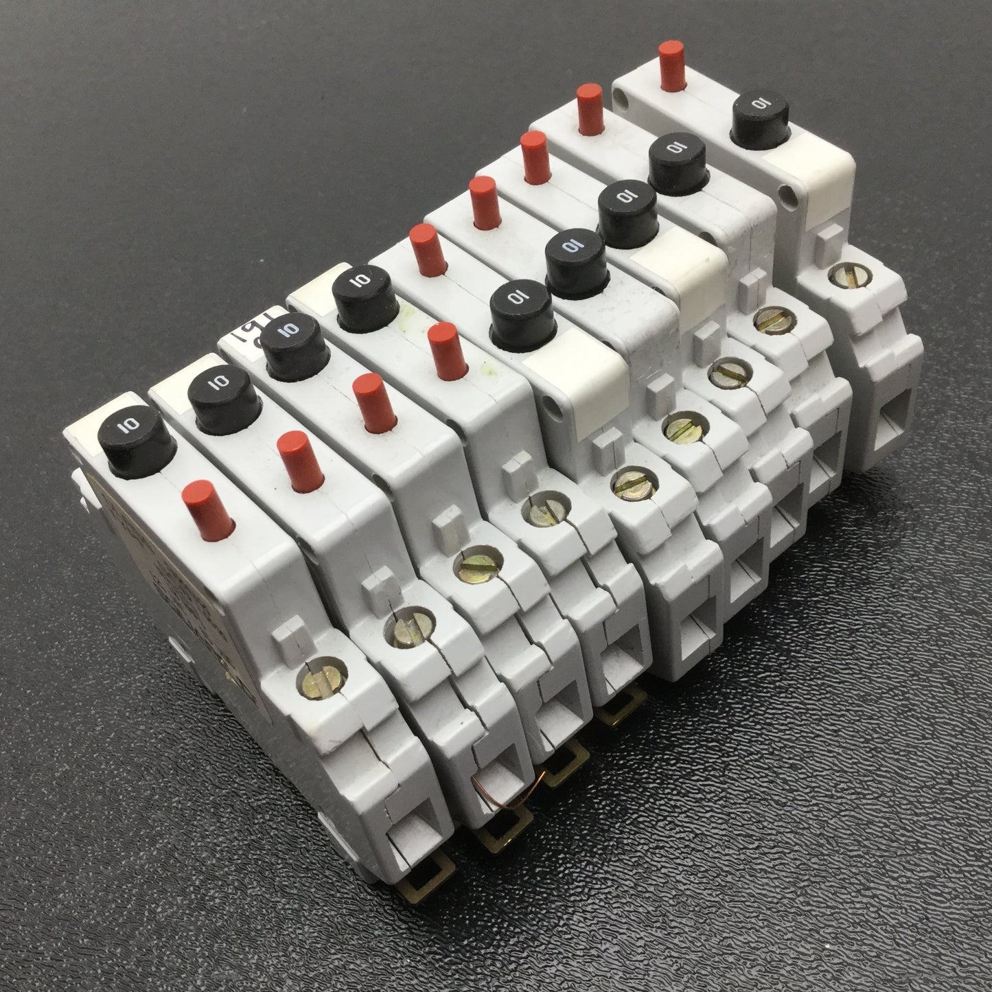 Used Lot of 9 Square D 9080 GCB100 Circuit Breaker, 1-Pole, Rating: 10A 125VAC 65VDC