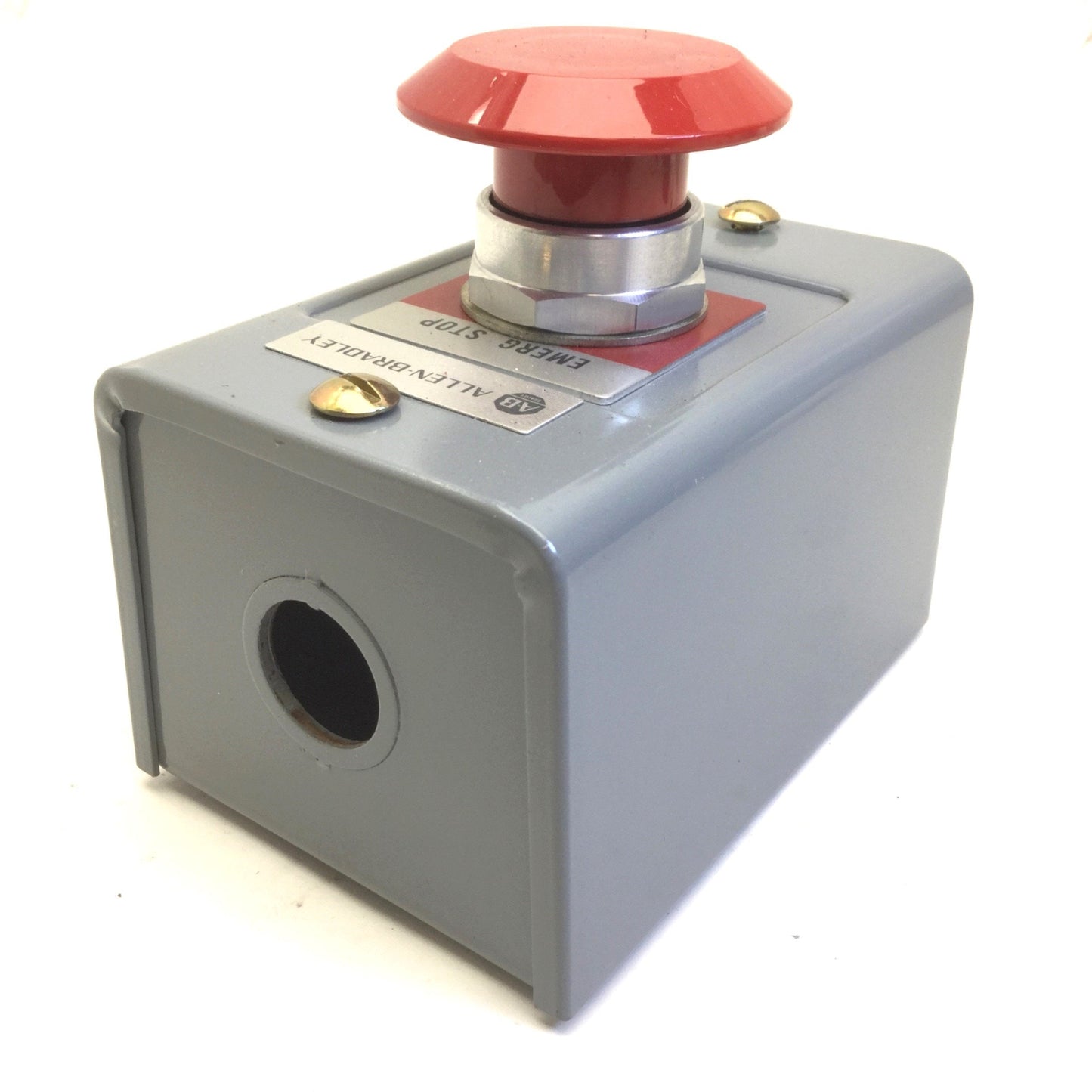 Used Allen-Bradley 800H-1HZ E-Stop Enclosure, w/800T-FXT Switch & 800T-XD4 Contacts