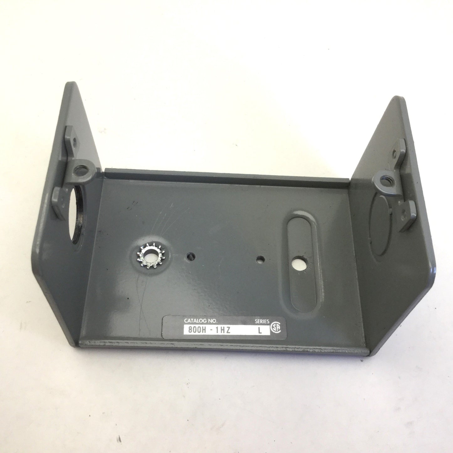 Used Allen-Bradley 800H-1HZ E-Stop Enclosure, Grey, Series L, Has Holes