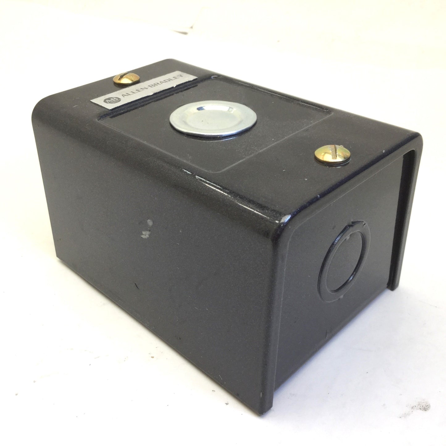 Used Allen-Bradley 800H-1HZ E-Stop Enclosure, Black, Series L, Has Holes