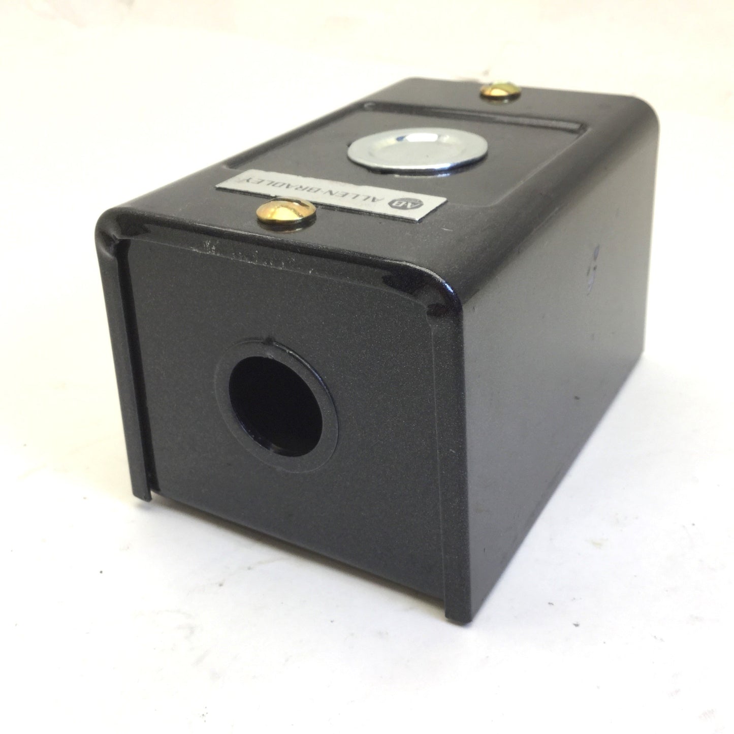 Used Allen-Bradley 800H-1HZ E-Stop Enclosure, Black, Series L, Has Holes