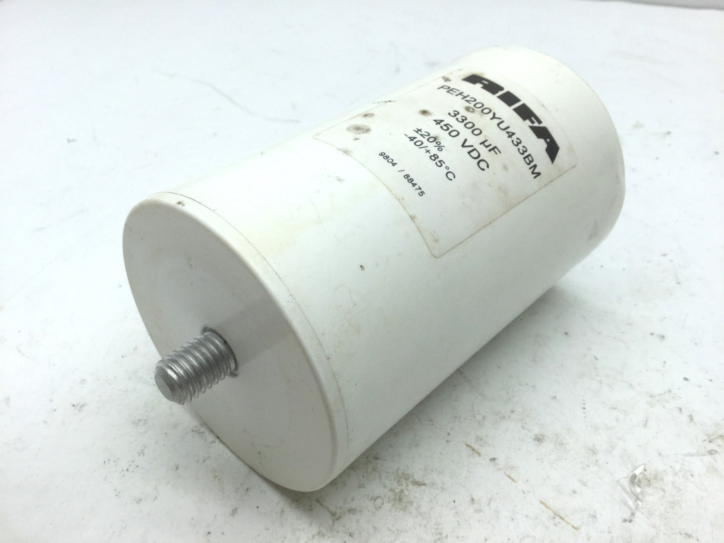 Used Rifa PEH200YU433BM Capacitor, Rating: 3300µF 450VDC 3" Diameter x 5.5" Long