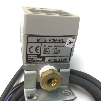 Used Parker MPS-V3N-PC Vacuum Pressure Sensor, Range: 0 to -30inHg, 1/8" NPT, 4-Pin