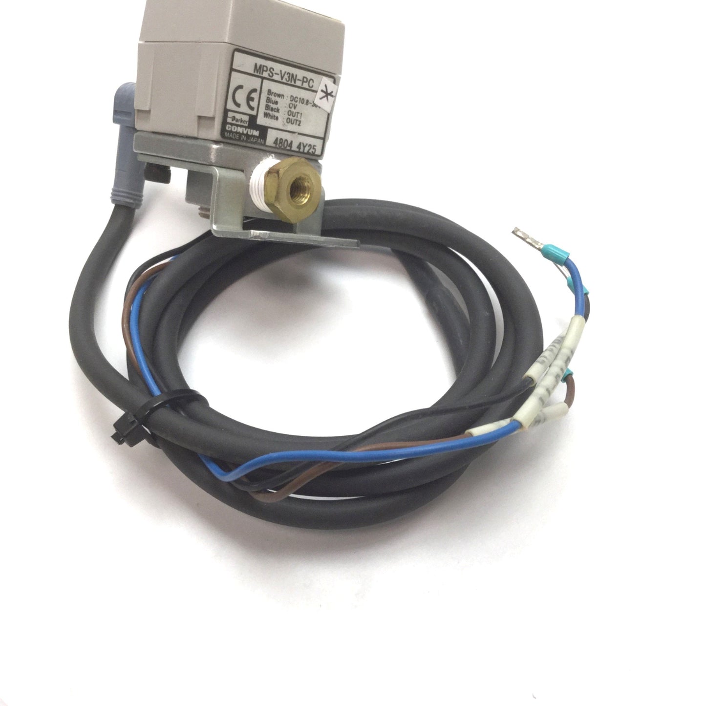 Used Parker MPS-V3N-PC Vacuum Pressure Sensor, Range: 0 to -30inHg, 1/8" NPT, 4-Pin