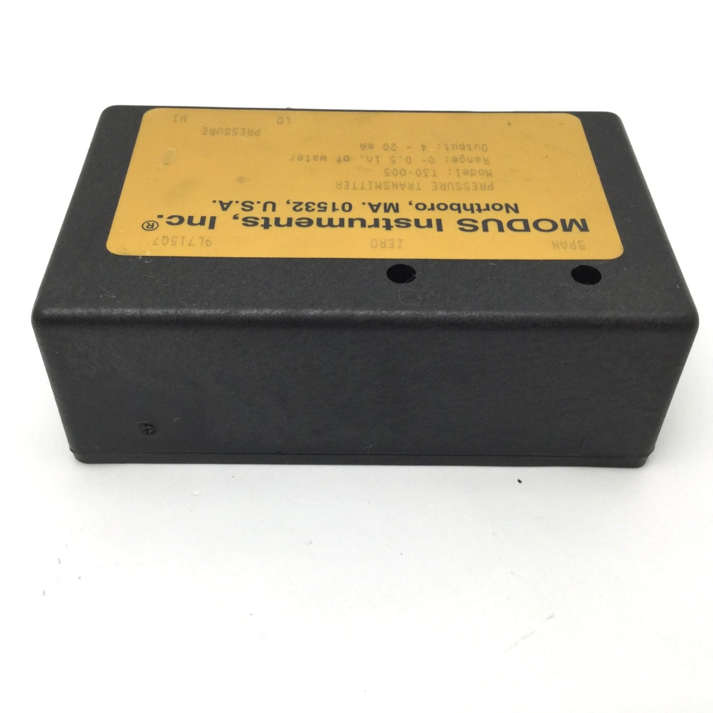 Used Modus T30-005 Differential Pressure Transmitter 0-0.5inH2O, 4-20mA Out, 11-32VDC