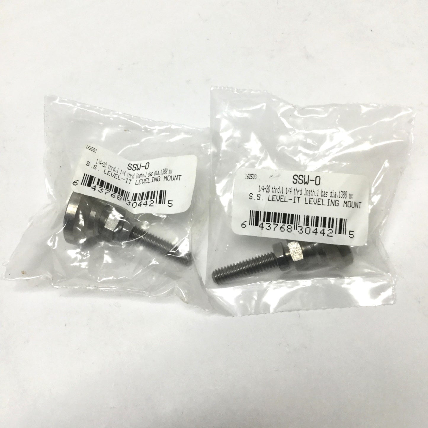 New Lot of 2 S&W SSW-0 Level-It Leveling Foot Mounts 303 Stainless, 1/4-20 Stud