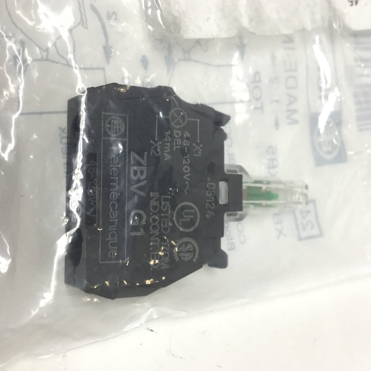 New Telemecanique ZBVG1 XB4/XB5 Switch Light Block LED Module, White, 110/120VAC