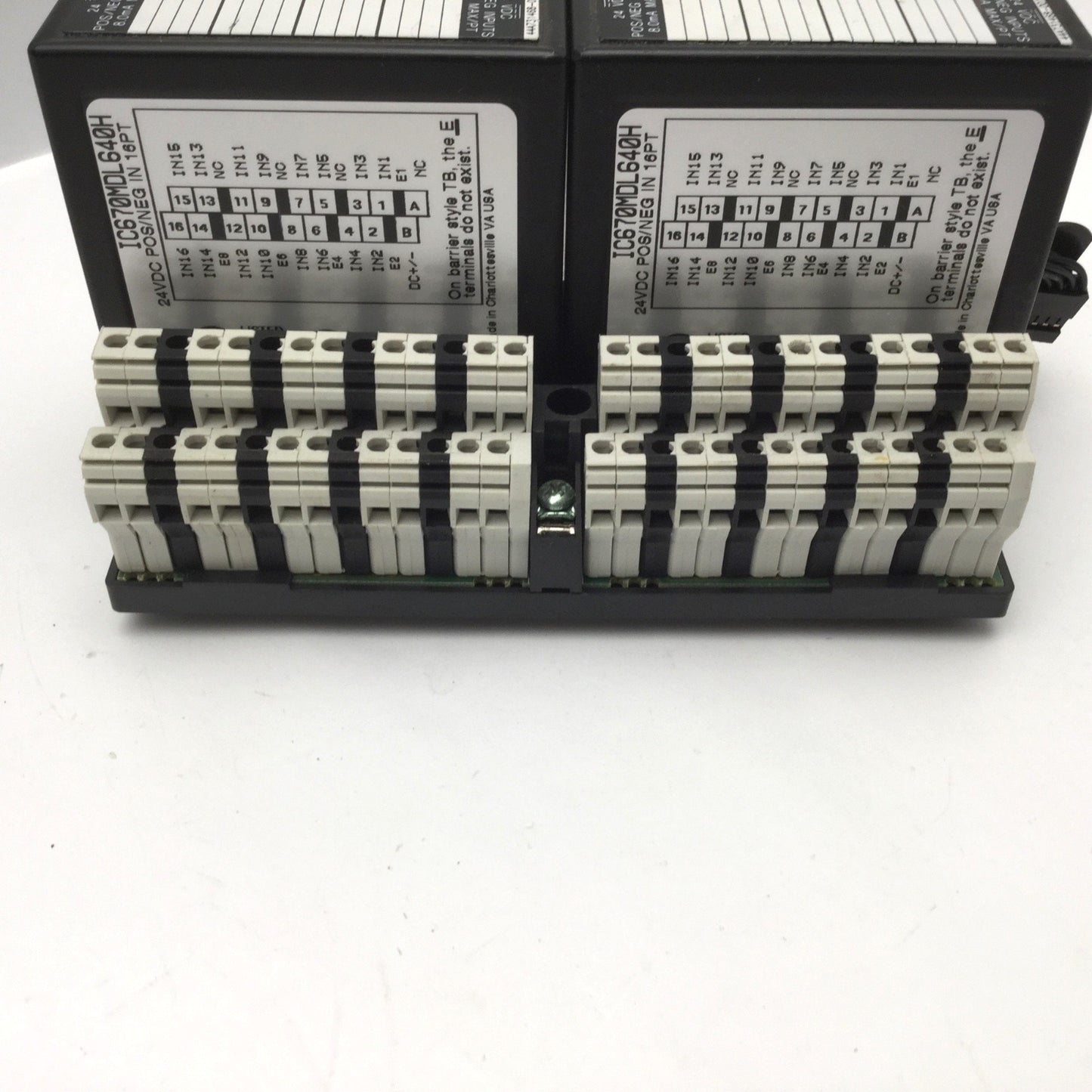 Used Lot of 2 GE Fanuc IC670MDL640H 24VDC Pos/Neg Input Modules On IC670CHS002E Base