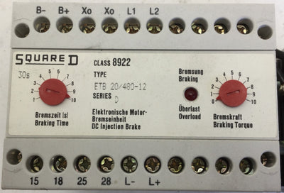 New Square D ETB 20/480-12 DC Injection Brake Module, Series D, Class 8922