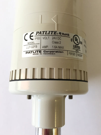 Used PATLITE LU7-02FB Stack Light Tower Base, 70mm Diameter, w/Mounting Pole, 24VDC
