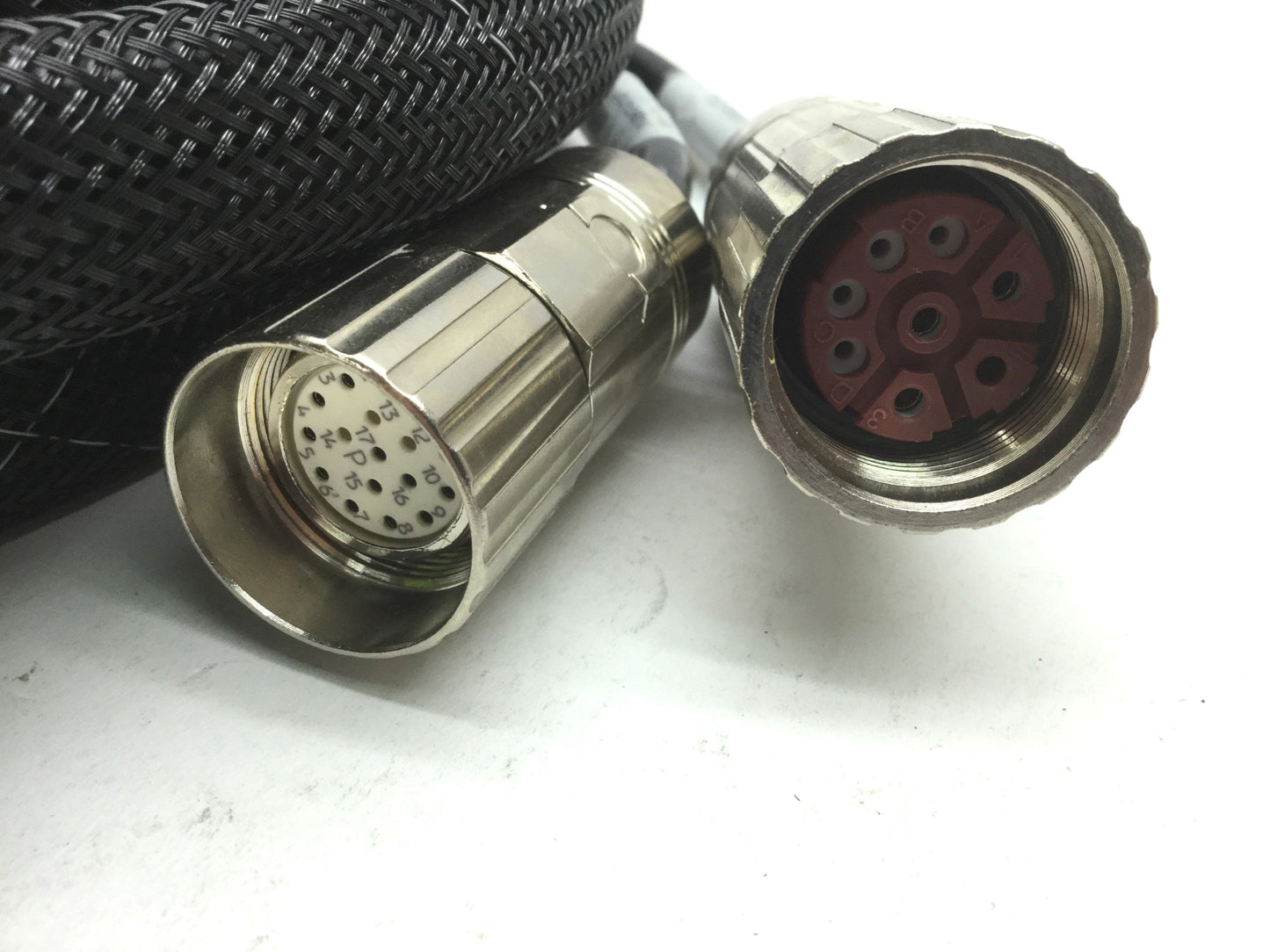 Used Fanuc 31-0092-C12 Servo Motor Cable, 17-Pin Female, 8-Pin Female to Flying Leads