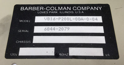 Used Barber Colman VB16-P200L-00A-0-04, 34-Slot Card Rack, 120VAC, 60Hz, A-11470 MB