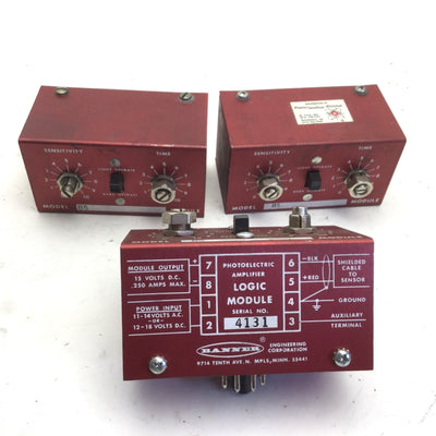 Used Lot of 3 Banner B5 Photoelectric Amplifier Sensor Logic Plug Module, Out: 15VDC