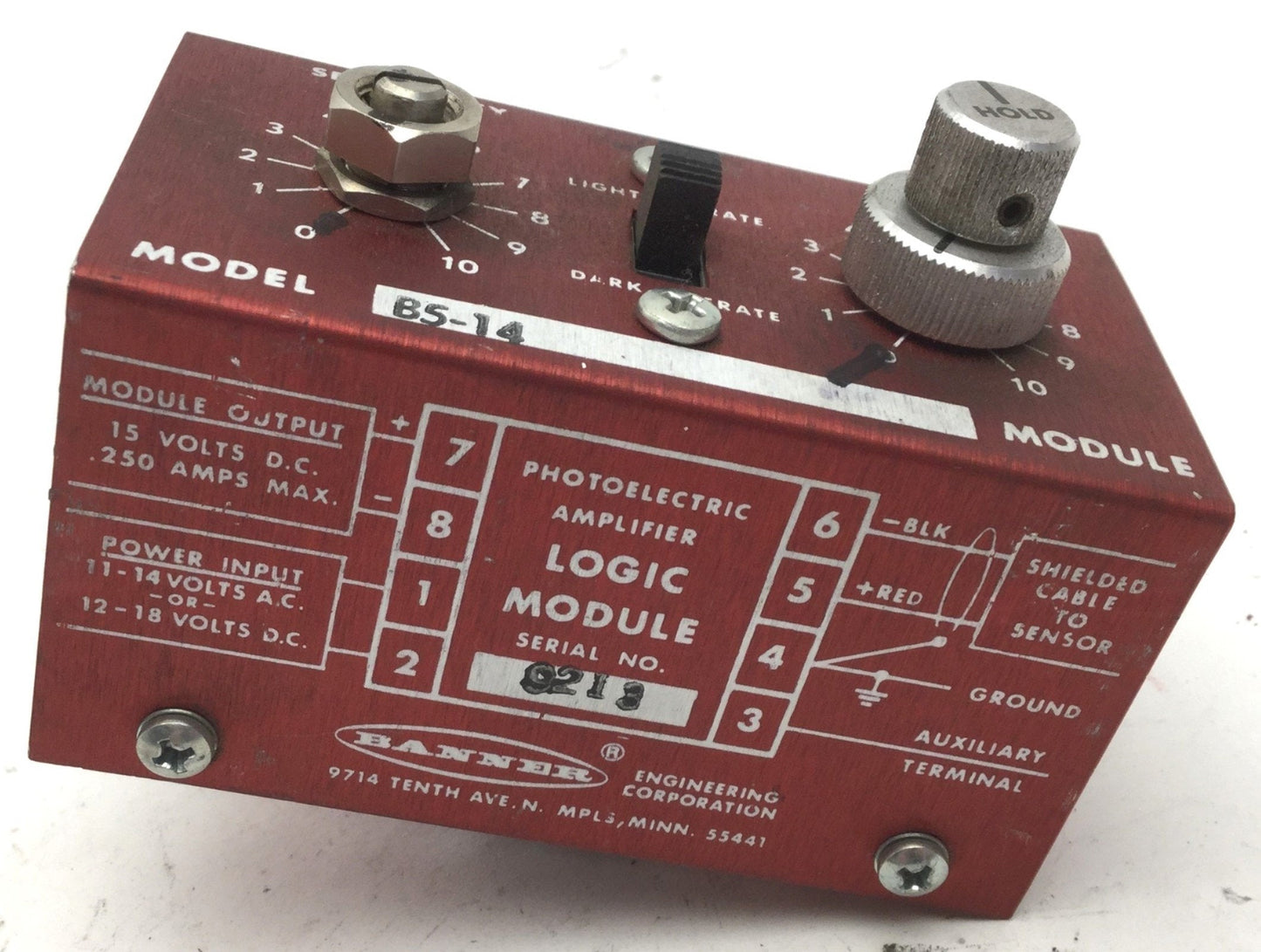 Used Banner B5-14 Photoelectric Amplifier Sensor Logic Plug Module, Out: 15VDC