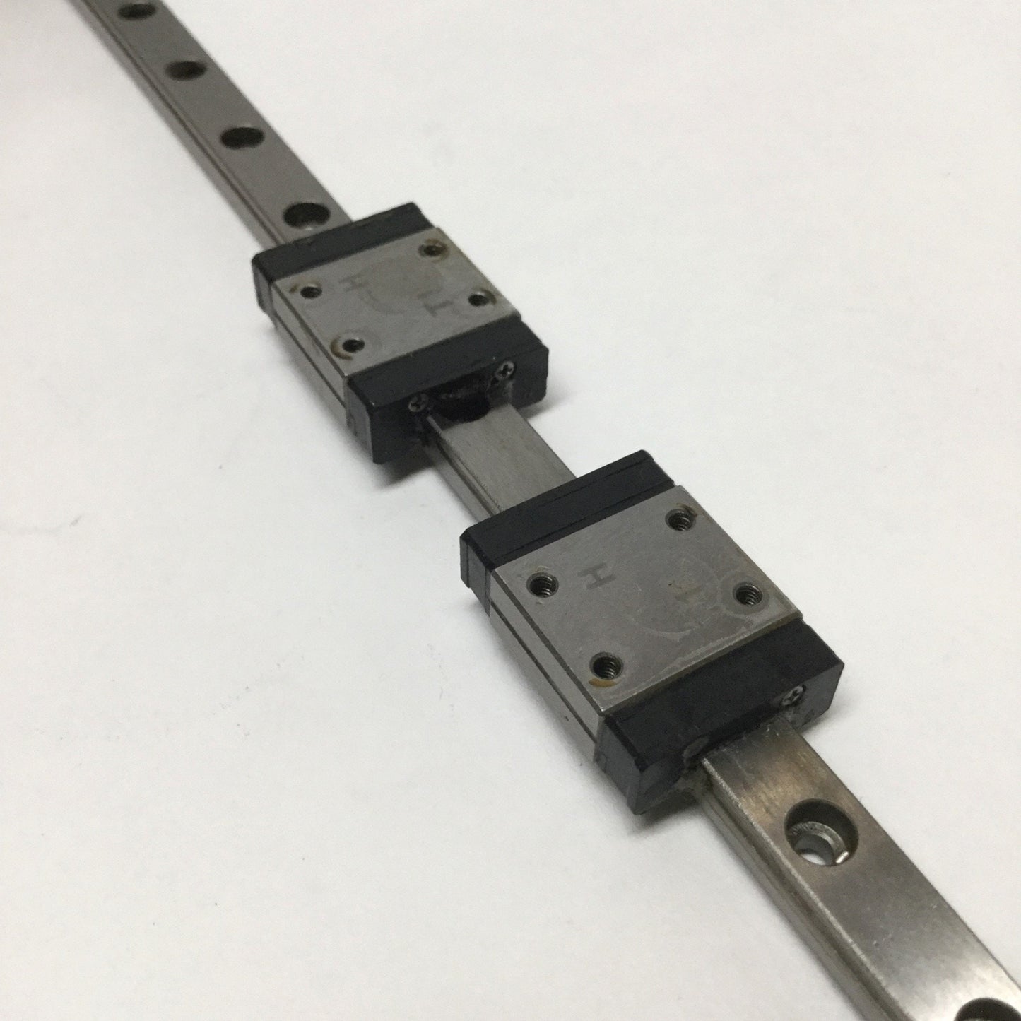 Used IKO LWL7 Linear Ball Bearing Slide Carriage Blocks (x2) on 240mm Guide Rail