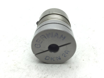 Used Gerwah DKN 20 Flexible Coupling, Shaft Diameters: 1/4" x 6mm, 1.28" x 1" Dia