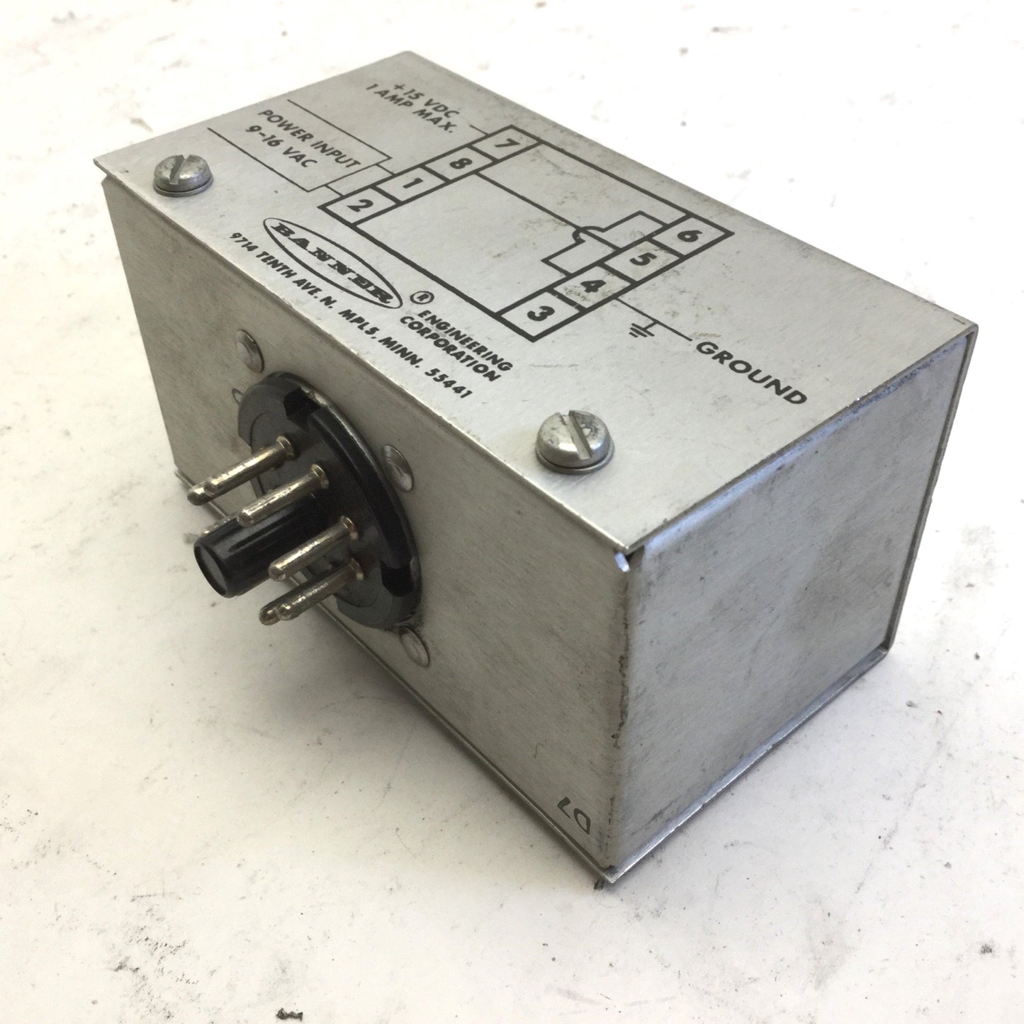 Used Banner PS15-1 Photoelectric DC Power Supply Module, Input: 9-16VAC, 8-PIN