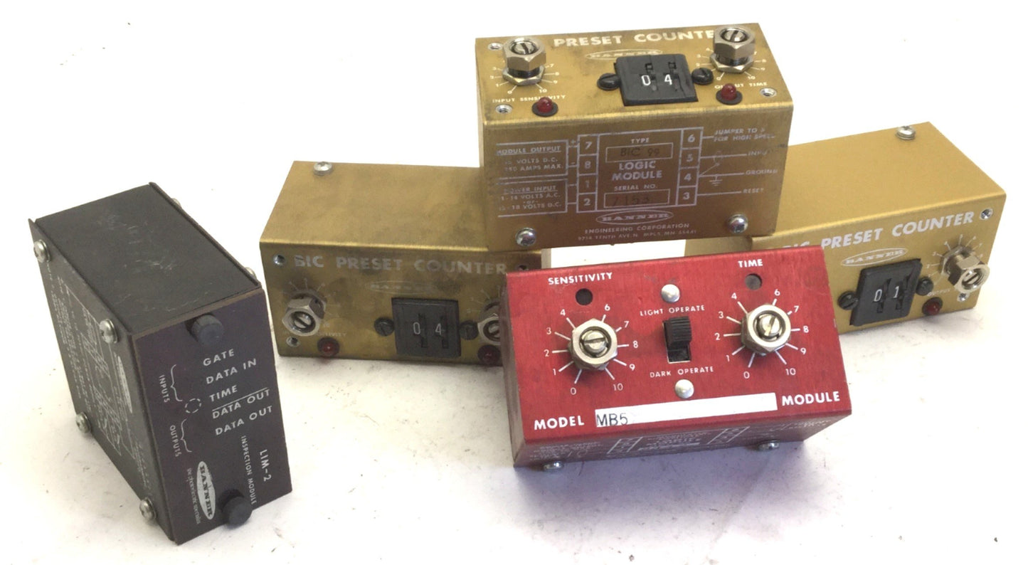 Used Lot of 5 Miscellaneous Banner Logic Modules, 8-Pin, See Pictures for Details