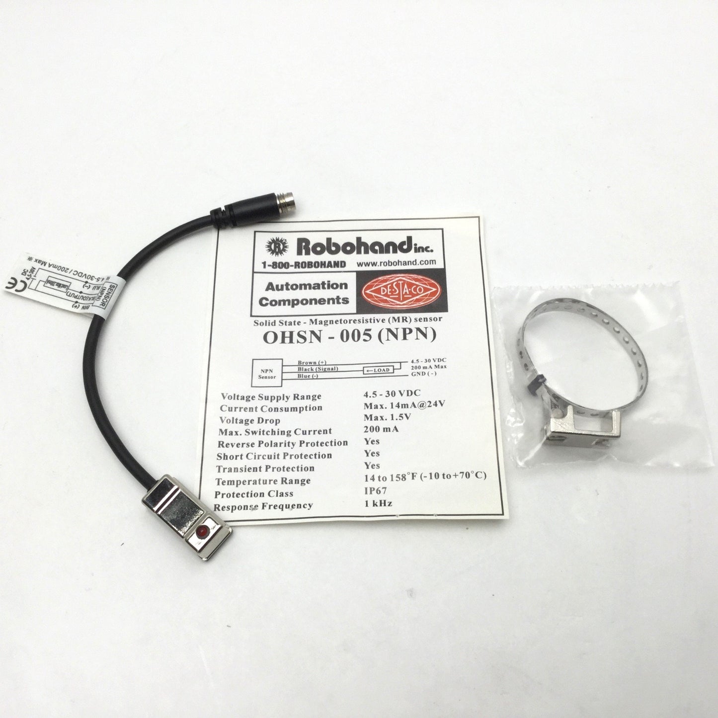 New DE-STA-CO OHSN-005 Robohand Solid State Magneto Resistive Sensor, NPN, 4.5-30VDC