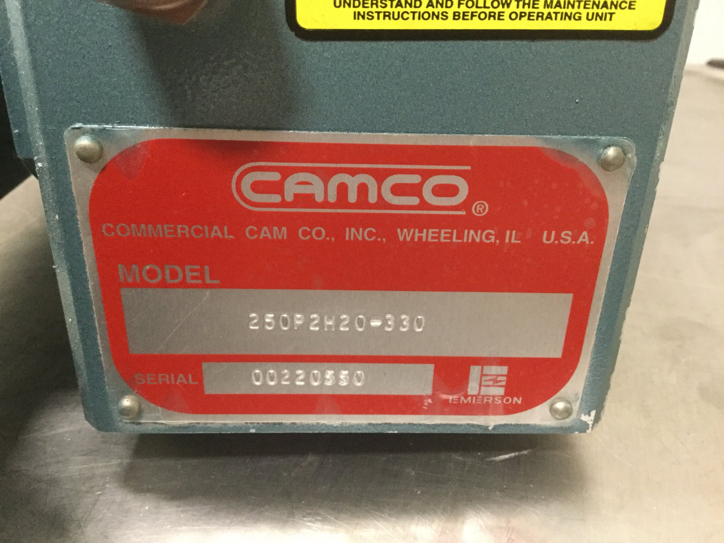 Used Camco 250PH20-330 Rotary Indexer, Motor & Worm Gear, 1/3 HP, 20:1, 90VDC