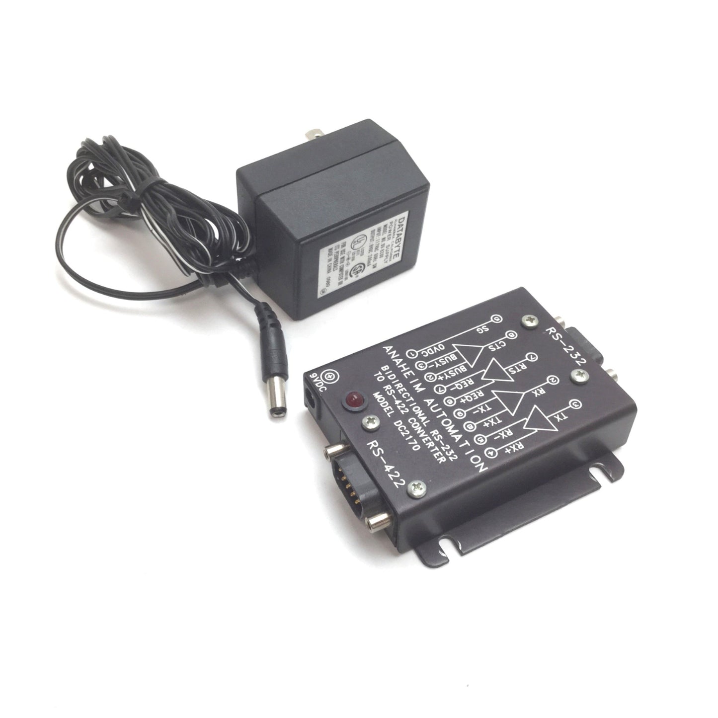 Used Anaheim DC2170 Bidirectional RS-232 to RS-422 Converter, With 120VAC-9VDC Supply