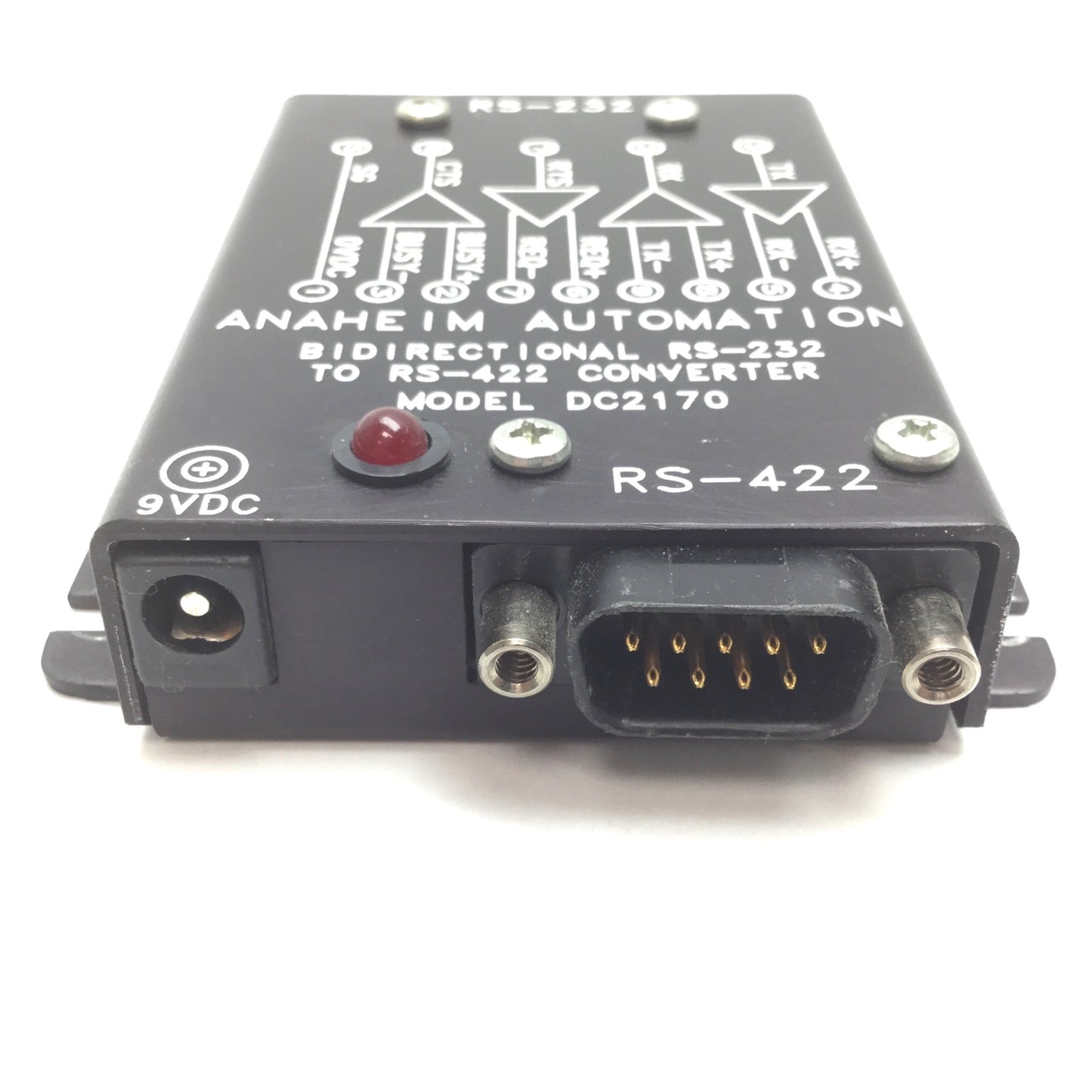 Used Anaheim DC2170 Bidirectional RS-232 to RS-422 Converter, With 120VAC-9VDC Supply