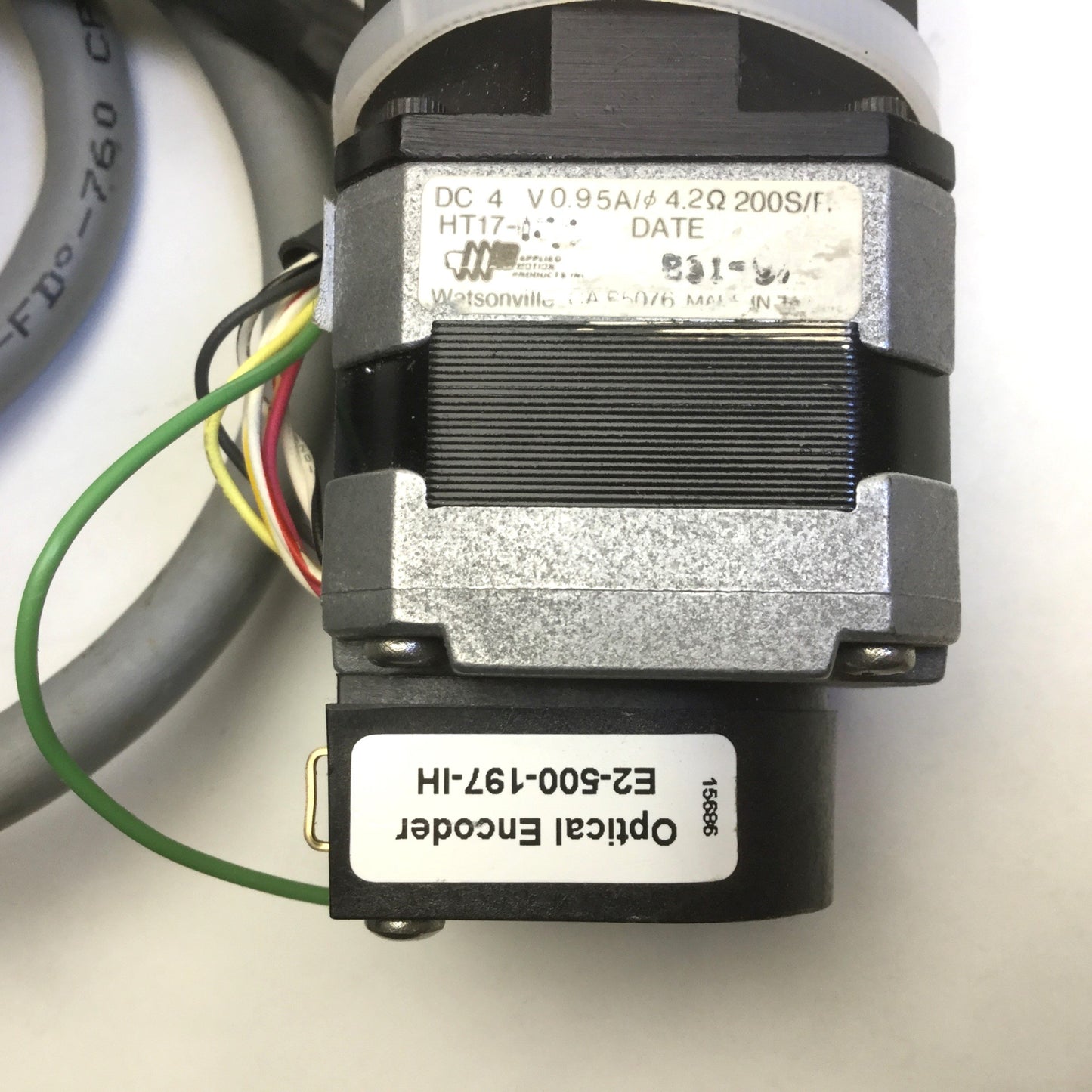 Used Applied Motion 17PL0100 Planetary Gearhead, E2-500-197-IH Encoder, HT17 Motor
